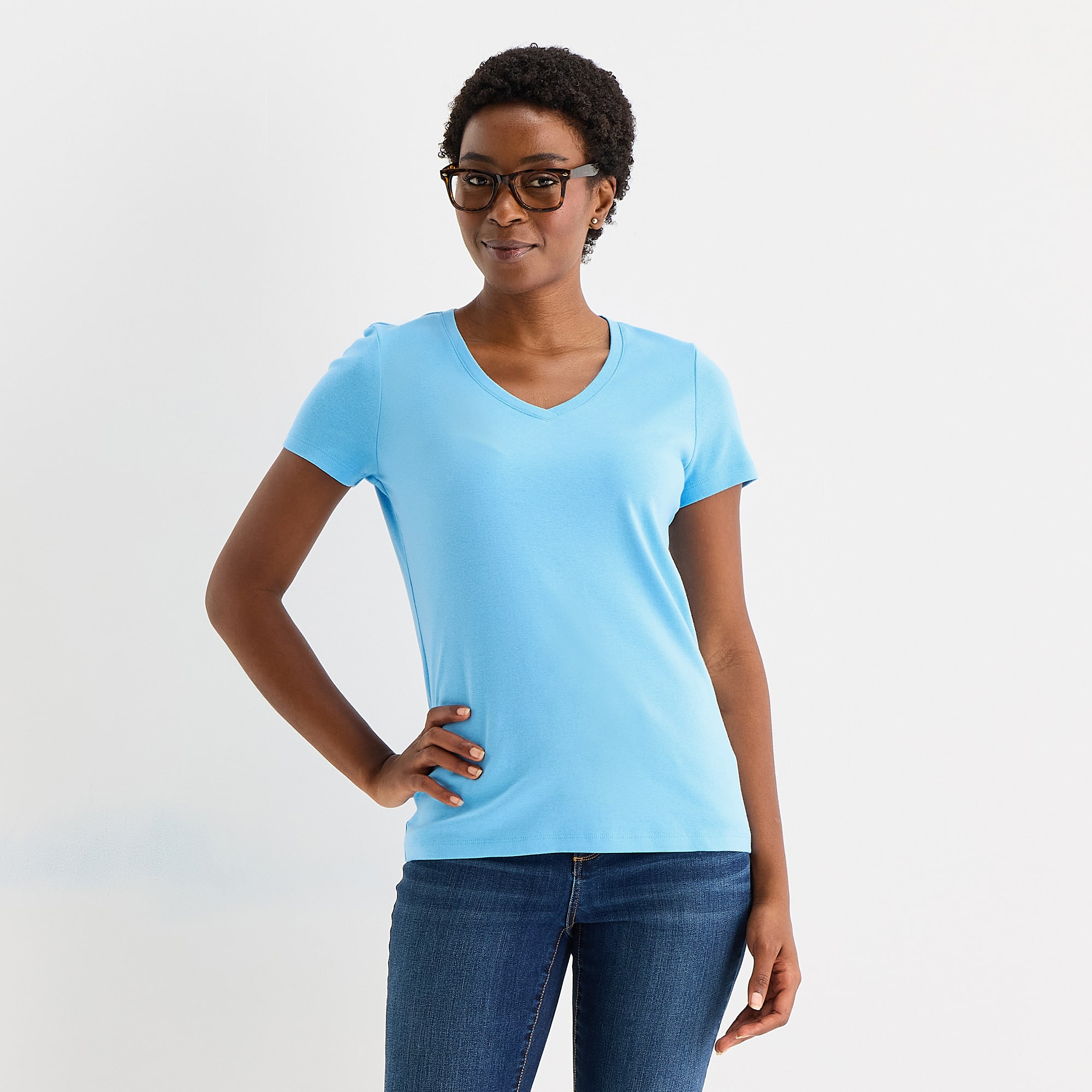 St. John's Bay Womens V Neck Short Sleeve T-Shirt