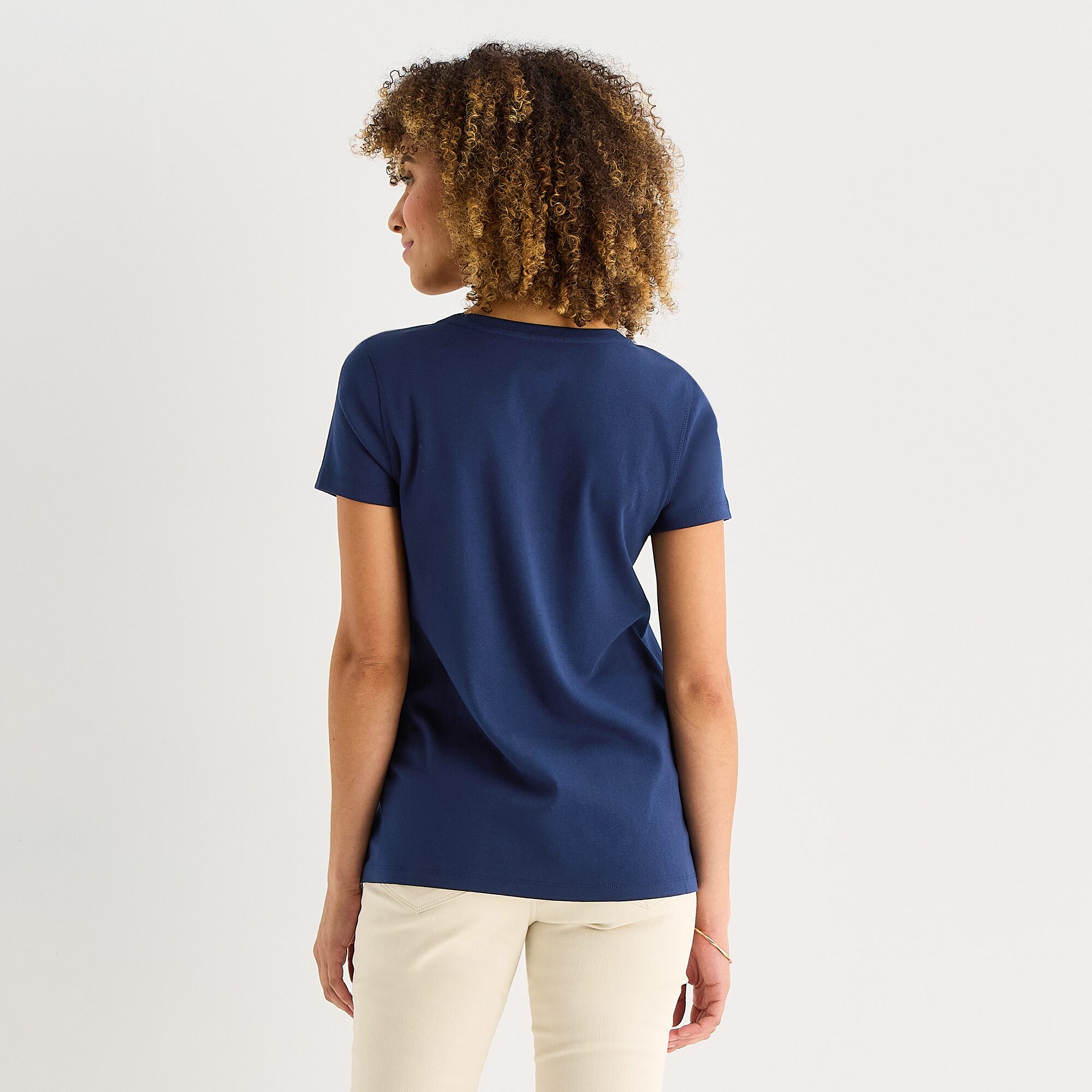 St. John's Bay Womens Easy-on + Easy-off V Neck Short Sleeve Adaptive T-Shirt