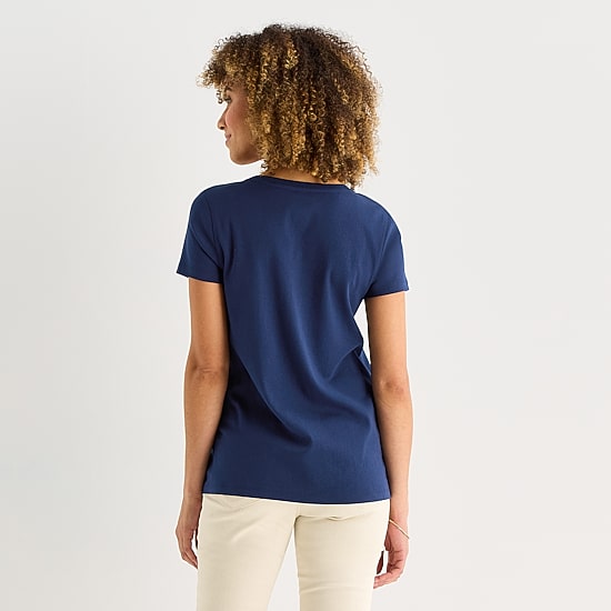 St. John's Bay Womens Easy-on + Easy-off V Neck Short Sleeve Adaptive T-Shirt