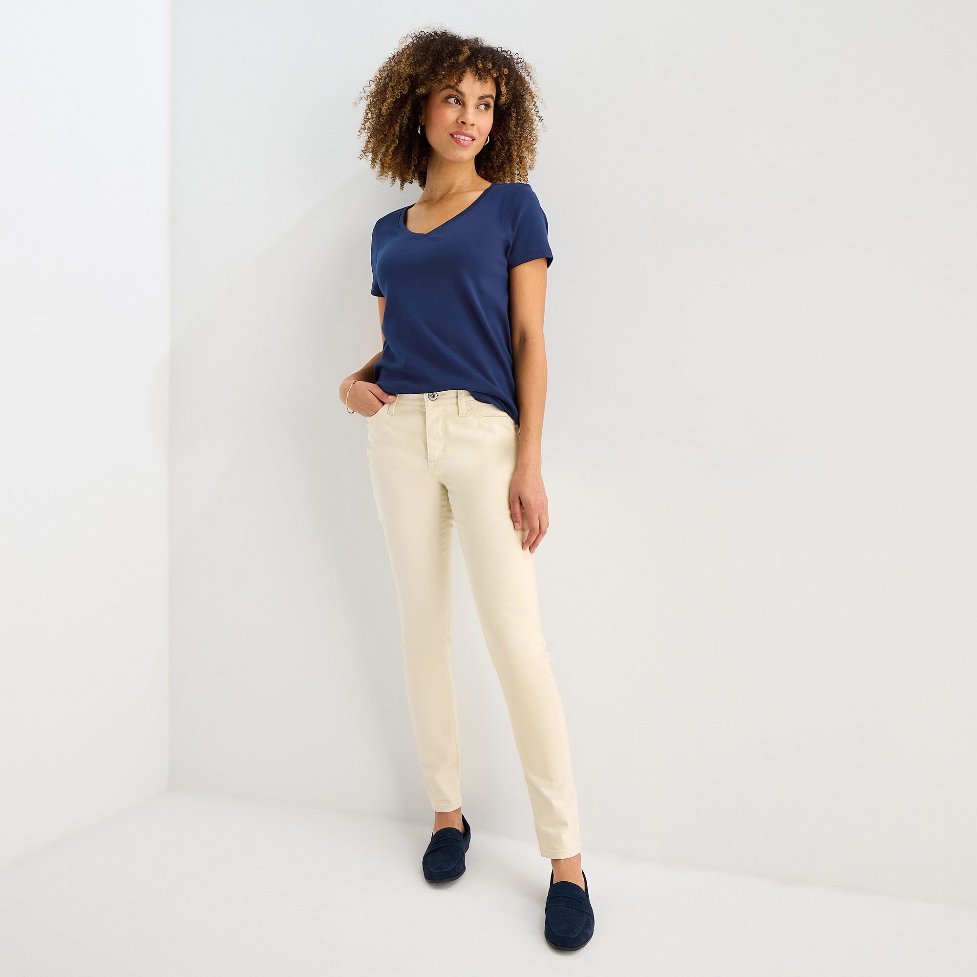 St. John's Bay Womens Easy-on + Easy-off V Neck Short Sleeve Adaptive T-Shirt