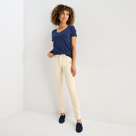 St. John's Bay Womens Easy-on + Easy-off V Neck Short Sleeve Adaptive T-Shirt