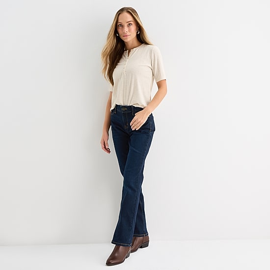 Liz Claiborne Sara Womens Mid Rise Bootcut Jean