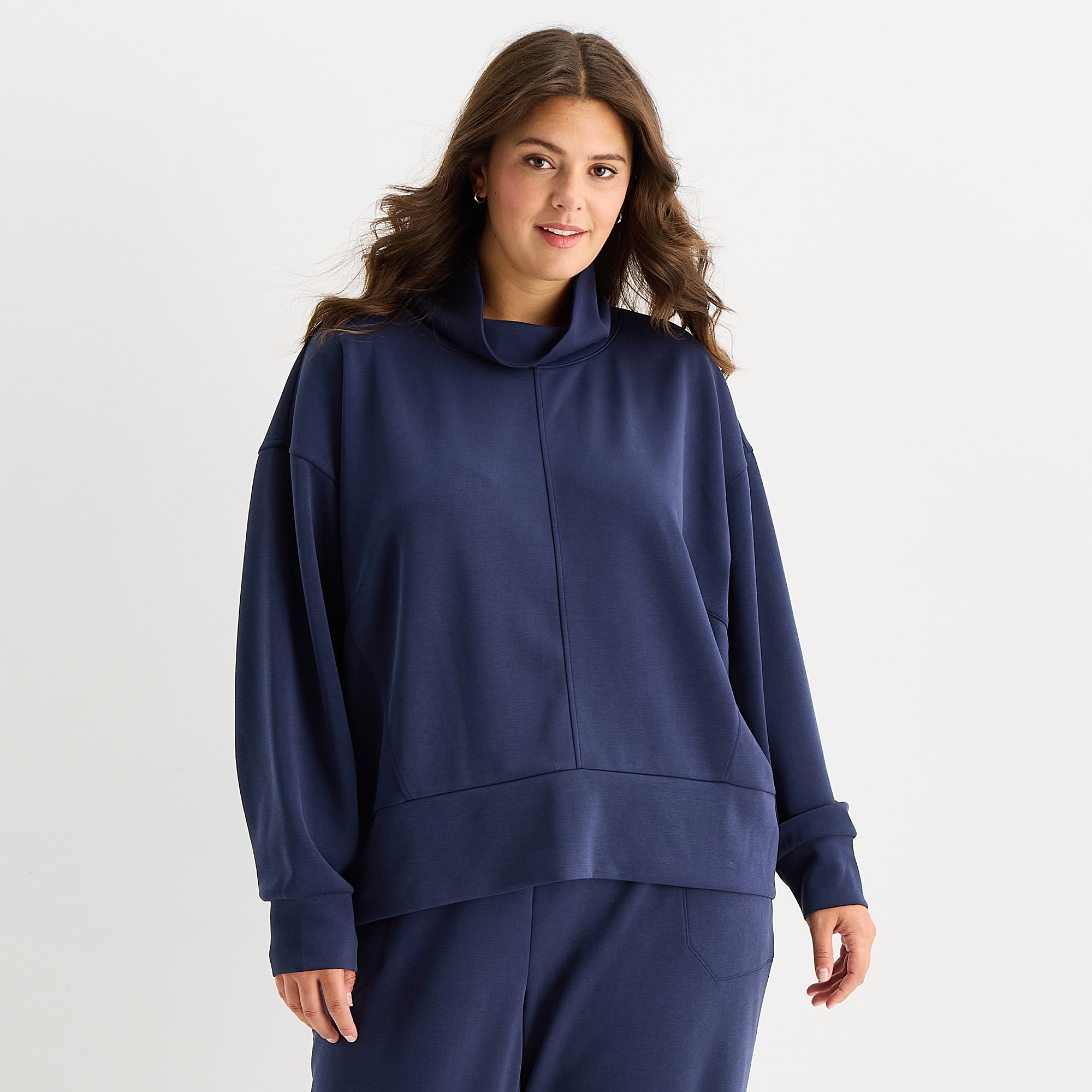 Stylus Womens Plus Funnel Neck Long Sleeve Sweatshirt