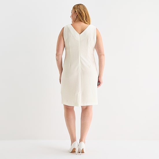 Maya Brooke Womens Plus Pearl Trim Jacket Dress