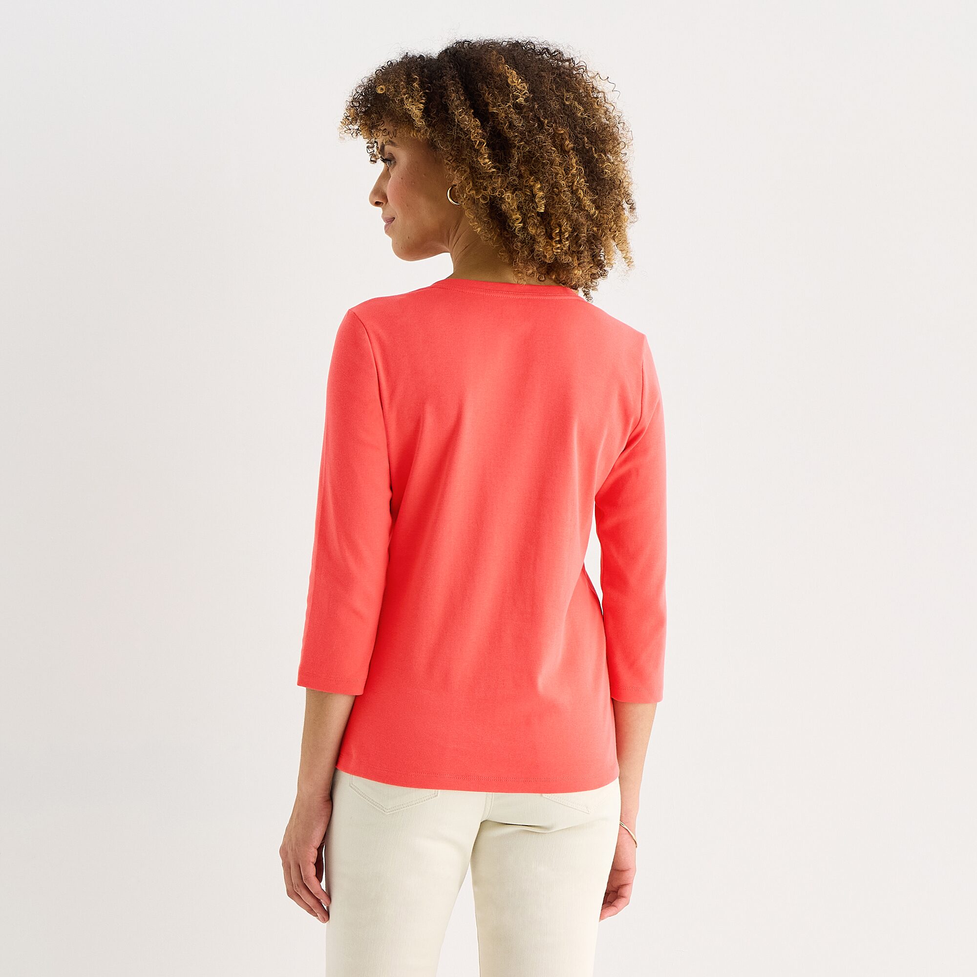 St. John's Bay Womens Tall V Neck 3/4 Sleeve T-Shirt