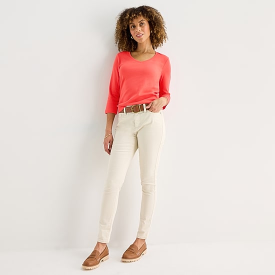St. John's Bay Womens V Neck 3/4 Sleeve T-Shirt