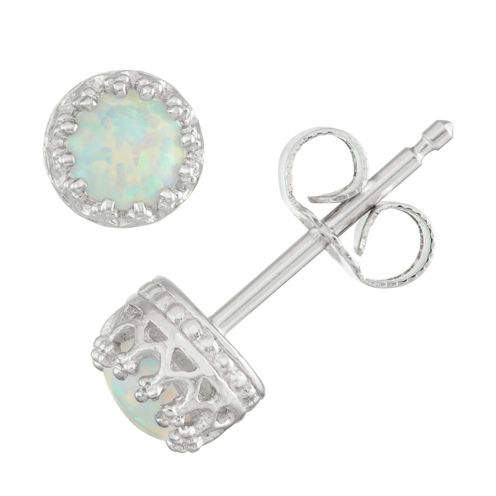 Children's Sterling Silver Opal 4mm Stud Earrings