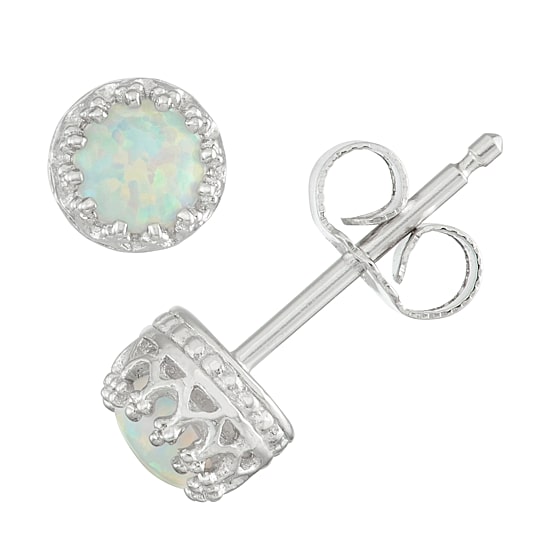 Children's Sterling Silver Opal 4mm Stud Earrings