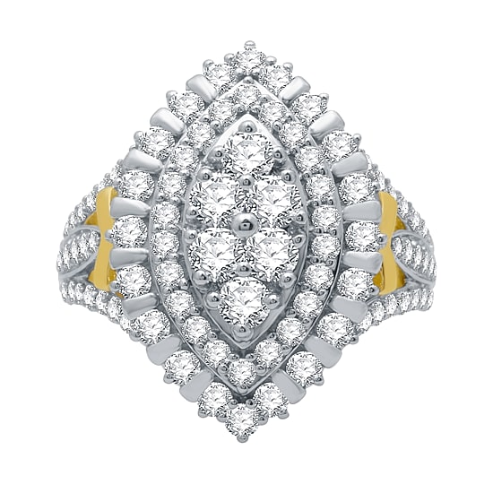 (H-I / I1) Womens 2 CT. T.W. Lab Grown White Diamond 10K Gold Halo Cocktail Ring
