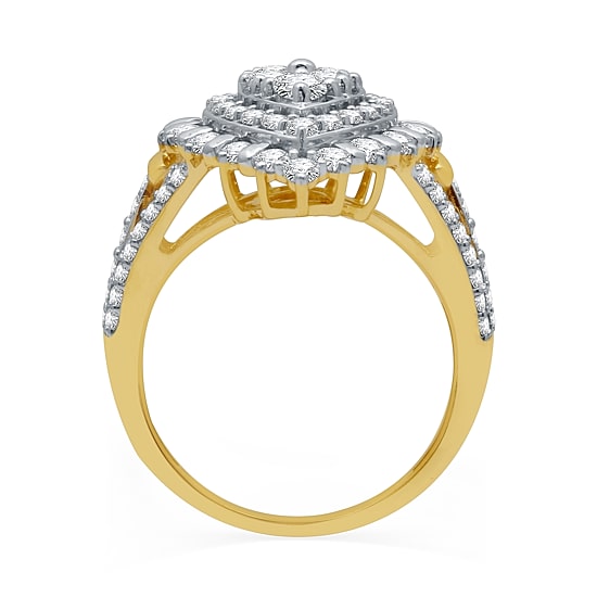 (H-I / I1) Womens 2 CT. T.W. Lab Grown White Diamond 10K Gold Halo Cocktail Ring