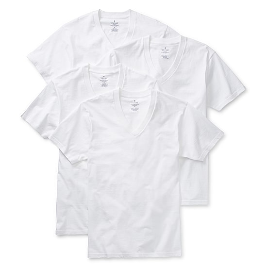 Stafford Heavyweight Mens 4 Pack Short Sleeve V Neck T-Shirt Extra Tall
