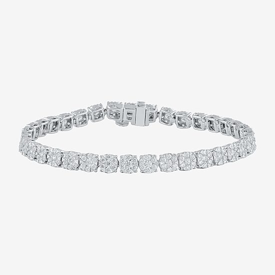 (H-I / I1) Womens 4 CT. T.W. Lab Grown White Diamond 10K Gold 7.25 Inch Tennis Bracelet