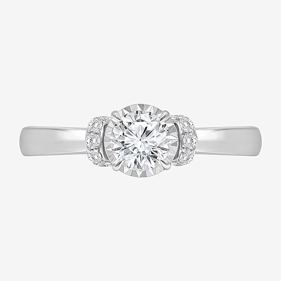 (I / I1) Womens 1 CT. T.W. Lab Grown White Diamond 10K Gold Round Solitaire Engagement Ring