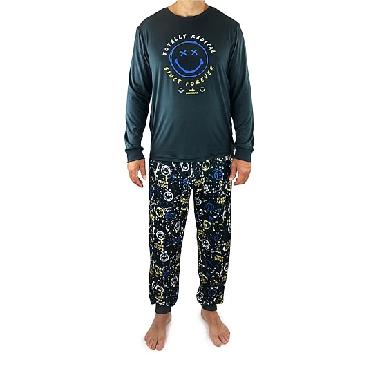 SmileyWorld Mens Crew Neck Long Sleeve 2-pc. Pajama Set