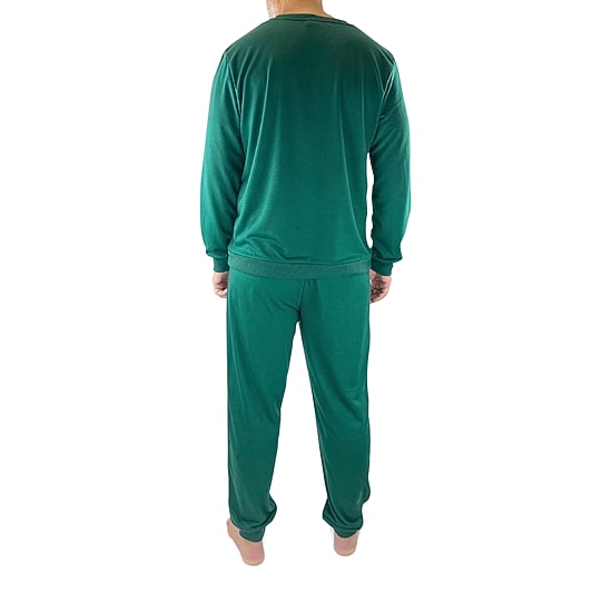 Mens Fleece Round Neck Long Sleeve 2-pc. Pajama Set