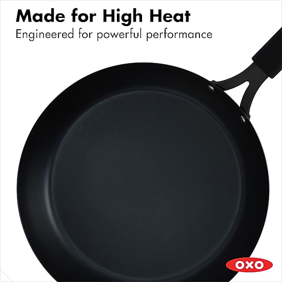 OXO Black Steel 12" Frying Pan with Silicone Sleeve