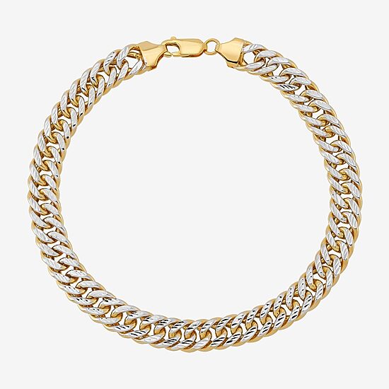 Mens 14K Gold 9 Inch Hollow Curb Chain Bracelet