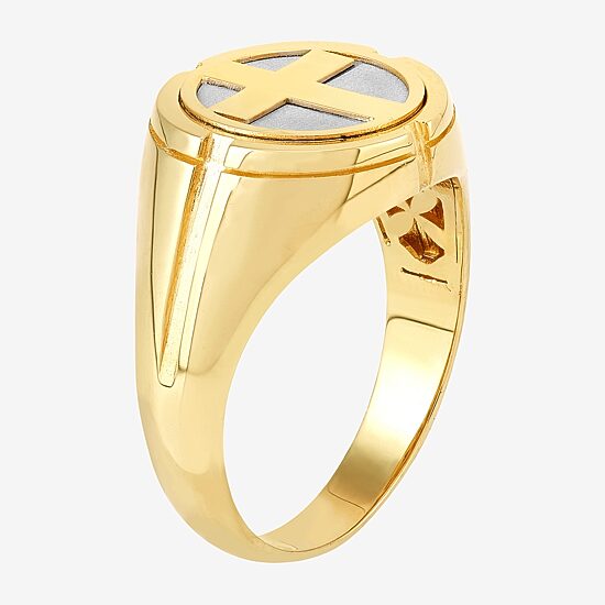 Mens 10K Gold Cross Fashion Ring