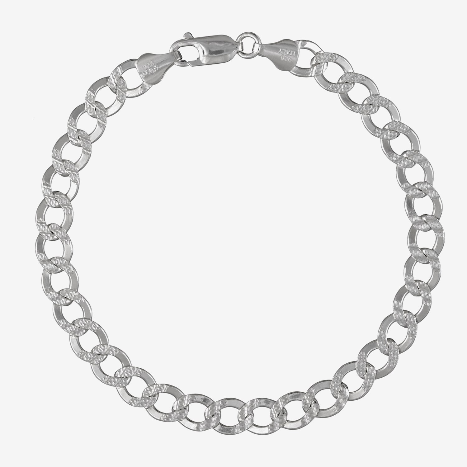 Made in Italy Mens Sterling Silver 8 1/2 Inch Solid Curb Chain Bracelet