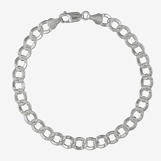 Made in Italy Mens Sterling Silver 8 1/2 Inch Solid Curb Chain Bracelet