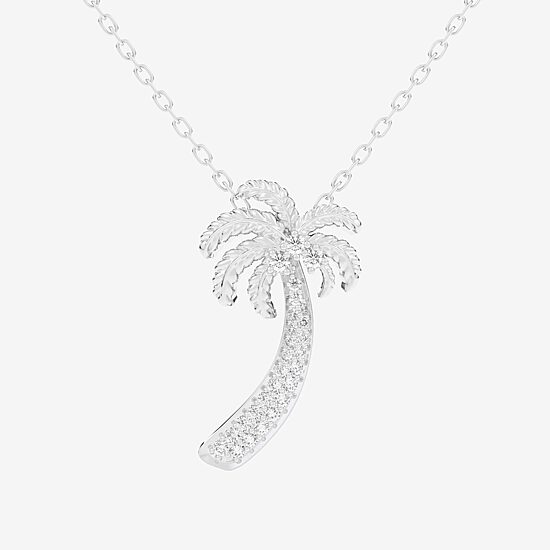 Palm Tree (G-H / Si1-Si2) Womens 1/6 CT. T.W. Lab Grown White Diamond 10K Gold 18 Inch Pendant Necklace