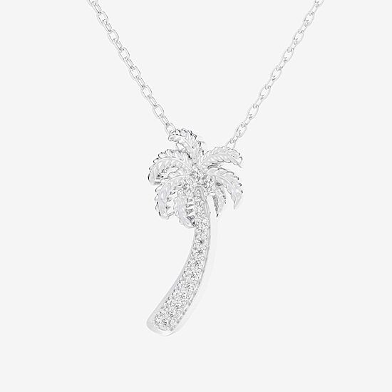 Palm Tree (G-H / Si1-Si2) Womens 1/6 CT. T.W. Lab Grown White Diamond 10K Gold 18 Inch Pendant Necklace