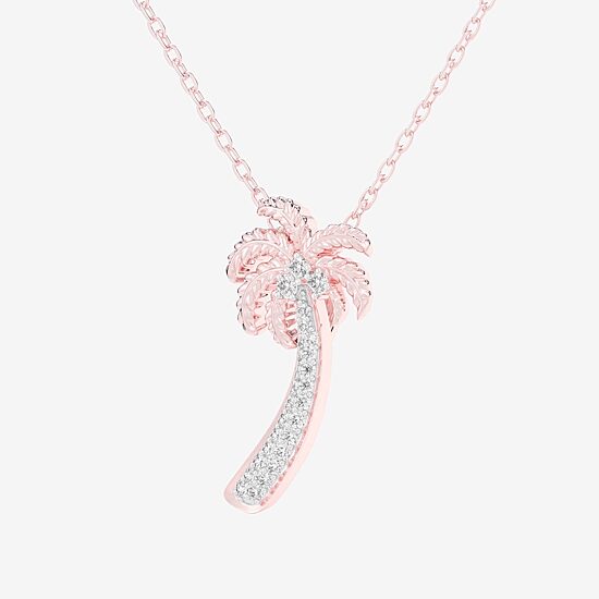 Palm Tree (G-H / Si1-Si2) Womens 1/6 CT. T.W. Lab Grown White Diamond 10K Gold 18 Inch Pendant Necklace