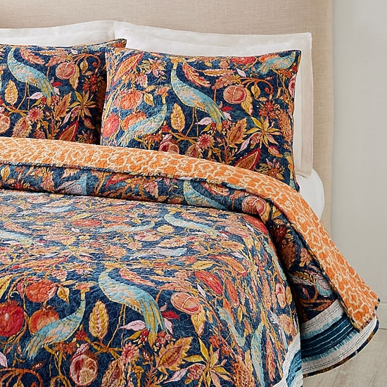 Dena Home Peacock Garden 3-pc. Reversible Quilt Set