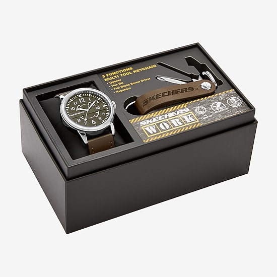 Skechers Mens Brown 2-pc. Watch Boxed Set Sr8506