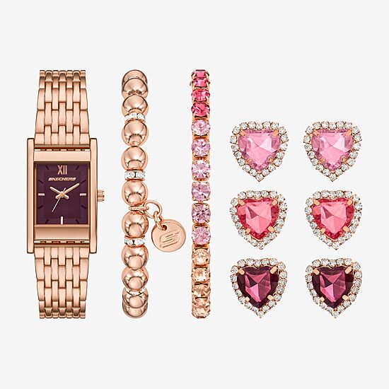 Skechers Womens Rose Goldtone 9-pc. Watch Boxed Set Sr9136