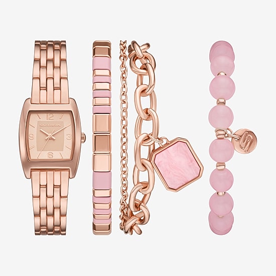 Skechers Womens Rose Goldtone 4-pc. Watch Boxed Set Sr9133