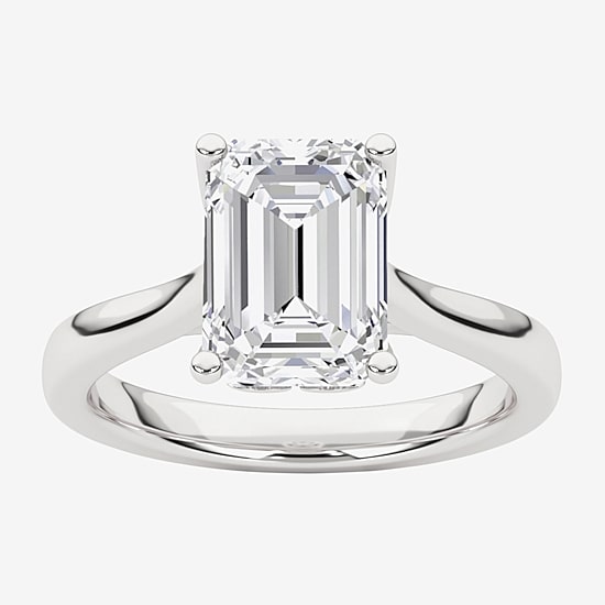 Grown Gorgeous (F, Vs2) Womens 2 1/4 CT. T.W. Lab Grown White Diamond 14K Gold or Platinum Emerald-cut Solitaire Engagement Ring