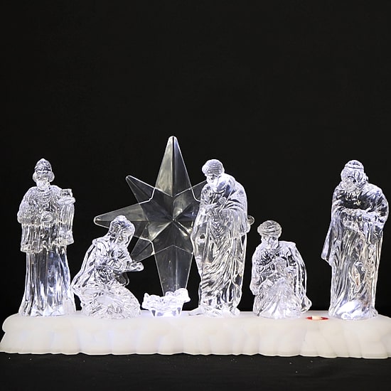 Northlight 12" Led Lighted Nativity Scene Acrylic Lighted Nativity Set