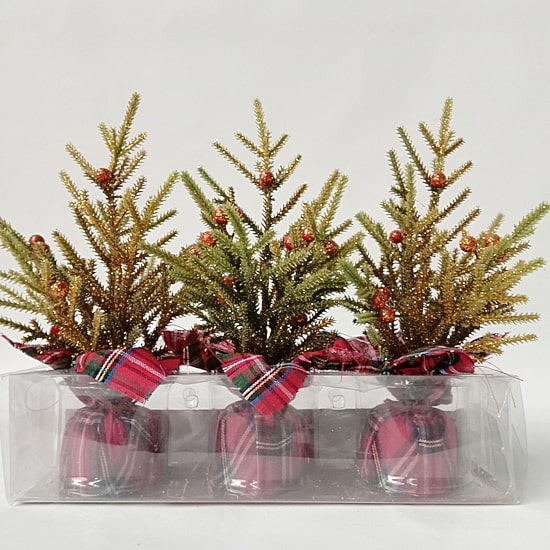 Northlight 9" Mini Glittered Pine With Berries Artificial Pine Christmas Tree