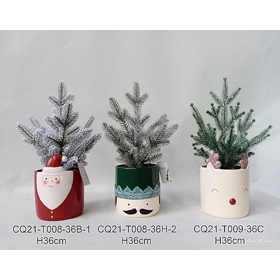 Northlight 15" Mini Frosted Artificial In Santa Pot 1 Foot Christmas Tree