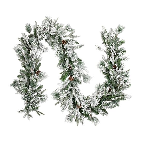 9' x 14'' Pre-Lit Flocked Mixed Rosemary Emerald Pine Artificial Christmas Garland - Clear LED Lights