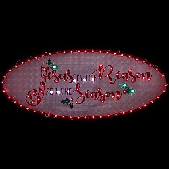43'' LED Lighted Holographic Jesus is the Reason Outdoor Christmas Sign