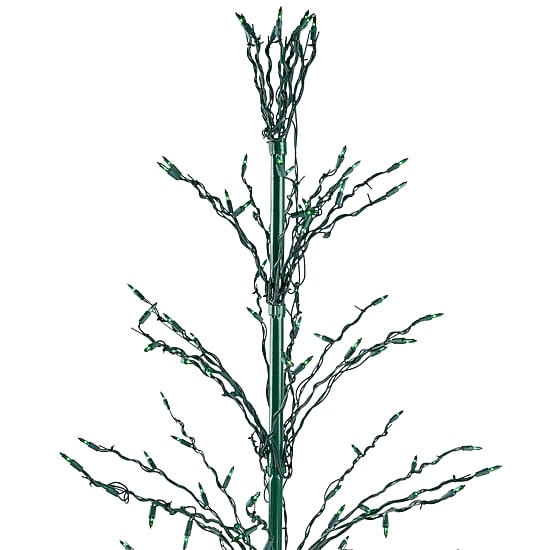 9' Black Pre-Lit Artificial Cascade Twig Christmas Tree - Green Lights