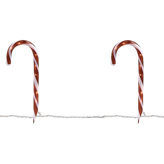 Set of 10 Lighted Outdoor Candy Cane Christmas Pathway Markers 12"