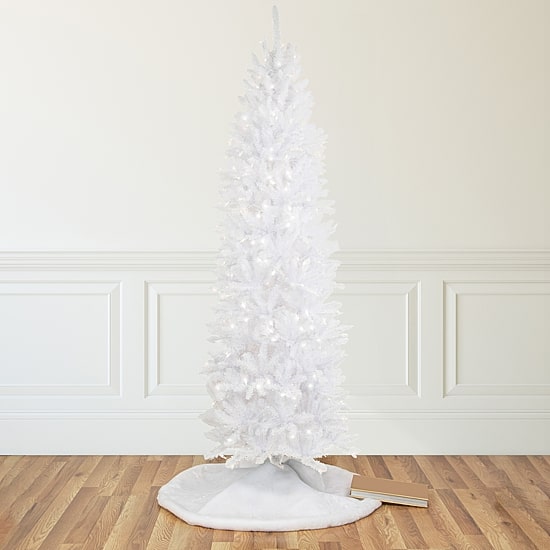 9' Pre-Lit Rapids White Pine Pencil Artificial Christmas Tree  Clear Lights