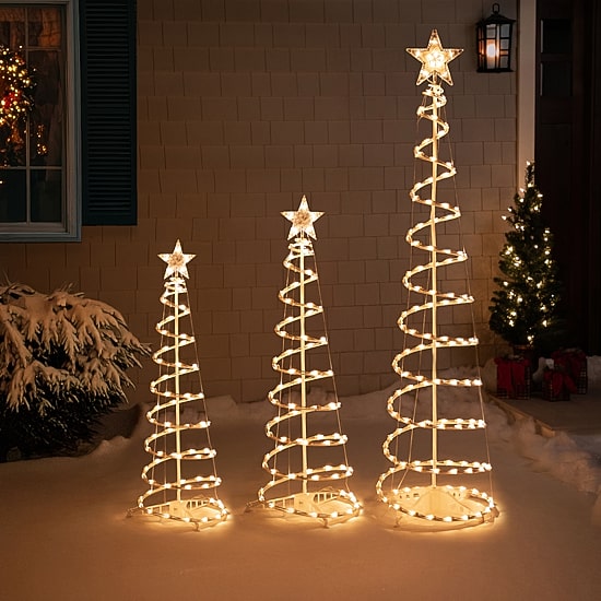 Set of 3 Clear Lighted Spiral Christmas Trees - 3'  4'  and 6'