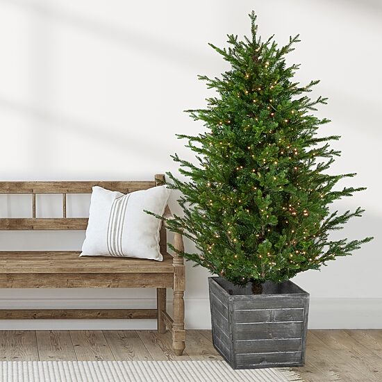 6' Pre-Lit Potted Deluxe Russian Pine Artificial Christmas Tree  Warm White LED Lights