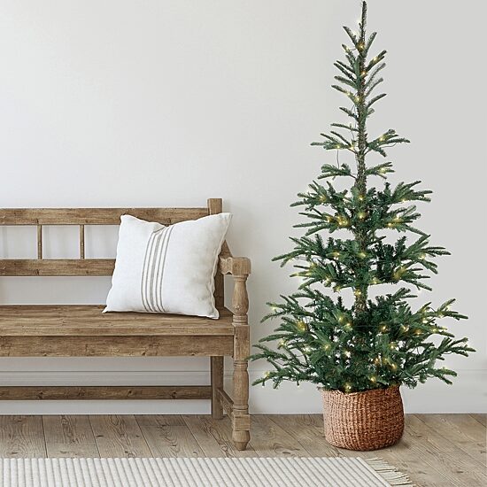 6.5' Pre-Lit Nordmann Fir Artificial Christmas Tree  Warm Clear LED Lights