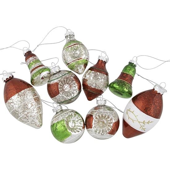 Northlight 2-Finish Finial Silver 9-pc. Christmas Ornament