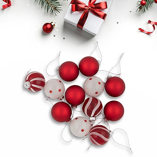 Northlight Glass 3-Finish Ball 12-pc. Christmas Ornament