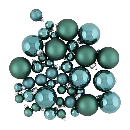 Northlight 2-Finish Glass Green Ball 40-pc. Christmas Ornament