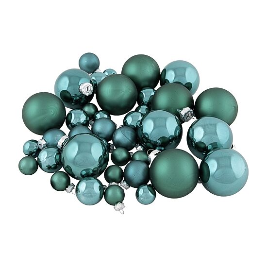 Northlight 2-Finish Glass Green Ball 40-pc. Christmas Ornament