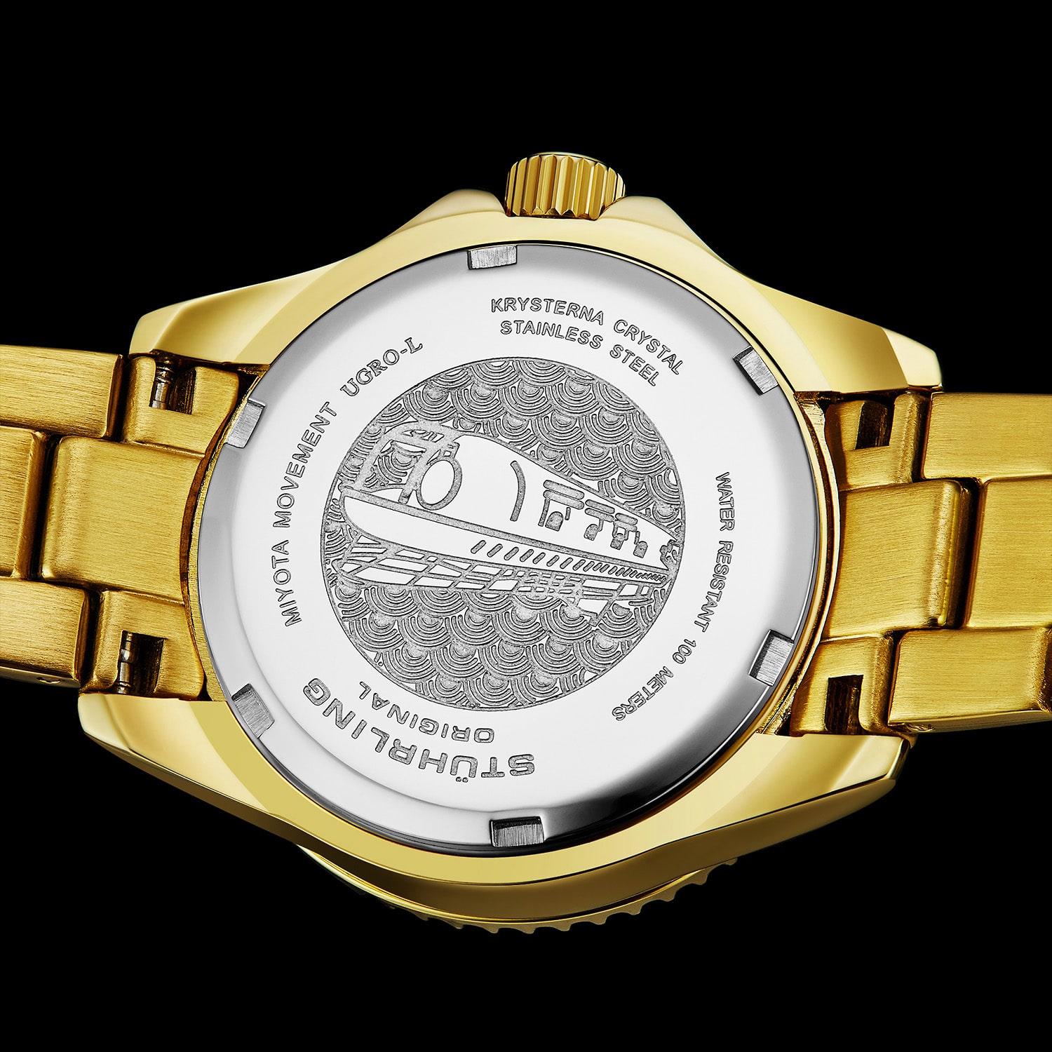 Stuhrling Womens Gold Tone Stainless Steel Bracelet Watch 3950l 4