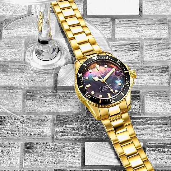 Stuhrling Womens Gold Tone Stainless Steel Bracelet Watch 3950l 4