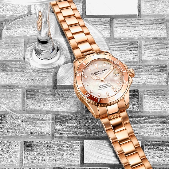 Stuhrling Womens Rose Goldtone Stainless Steel Bracelet Watch 3950l 5